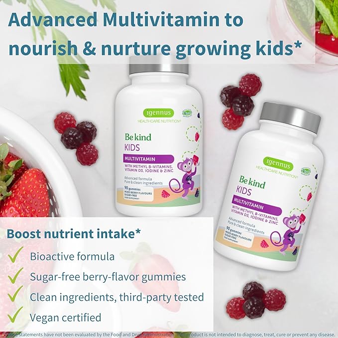 Vegan Omega-3 Algae Oil + Advanced Kids Multivitamin Gummy Bundle, High Concentration DHA & EPA + Vitamin A, B, C, D3 & E, Clean Ingredients 60 Softgels + 90 Berry Flavor Gummies, by Igennus