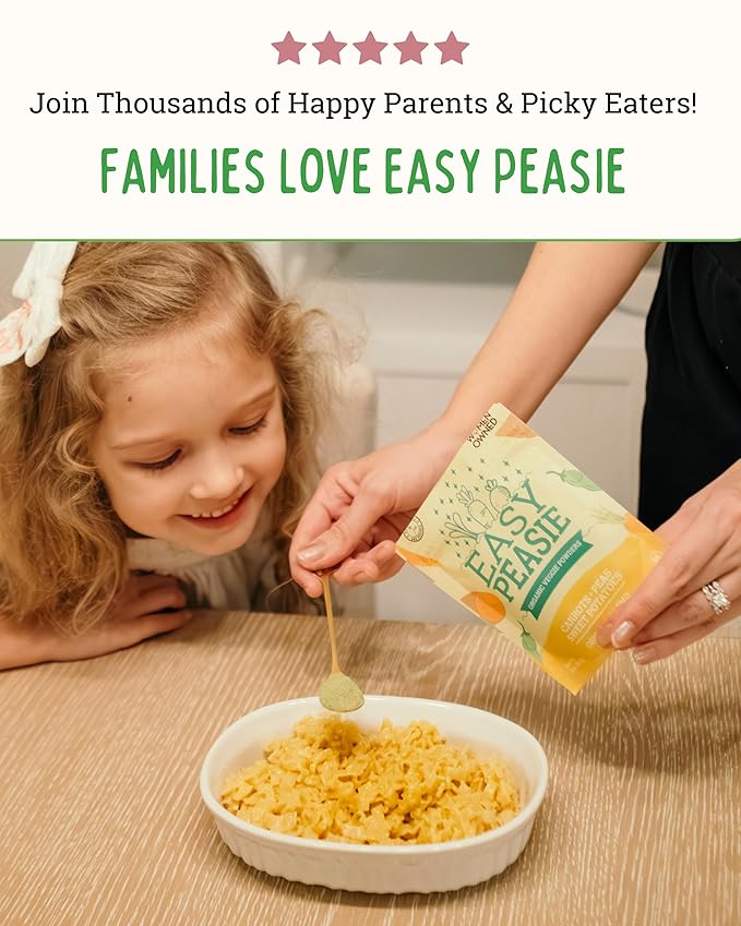 EasyPeasie Organic Veggie Powder Blends for Kids and Picky Eaters | Natural Vegetable Powder Supplement for Meals and Smoothies (Original 5oz Pouch)