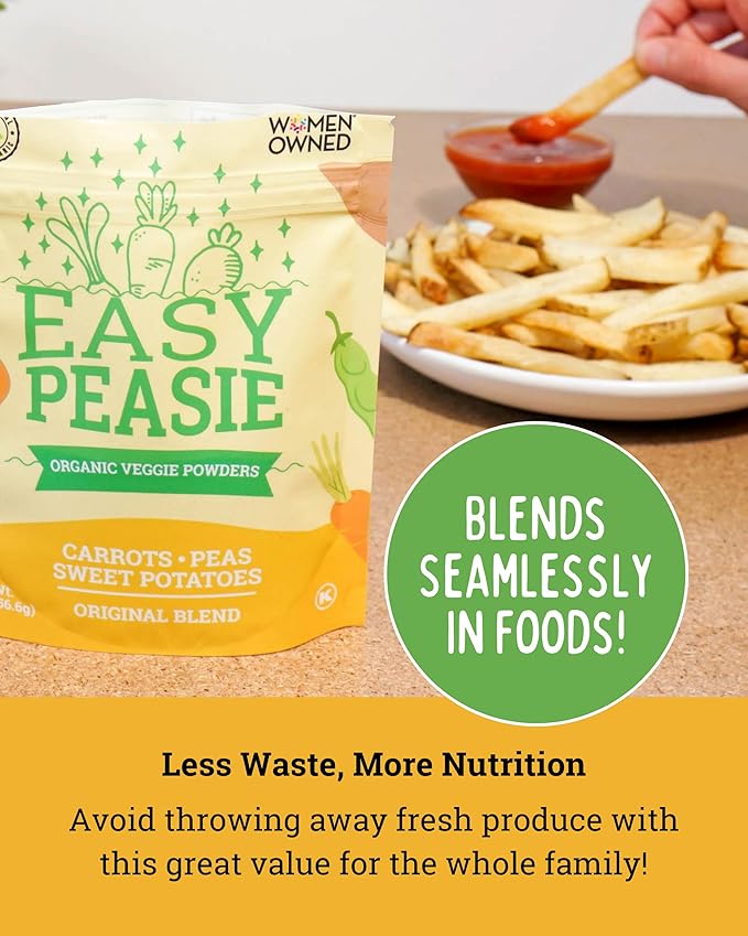 EasyPeasie Organic Veggie Powder Blends for Kids and Picky Eaters | Natural Vegetable Powder Supplement for Meals and Smoothies (Original 5oz Pouch)