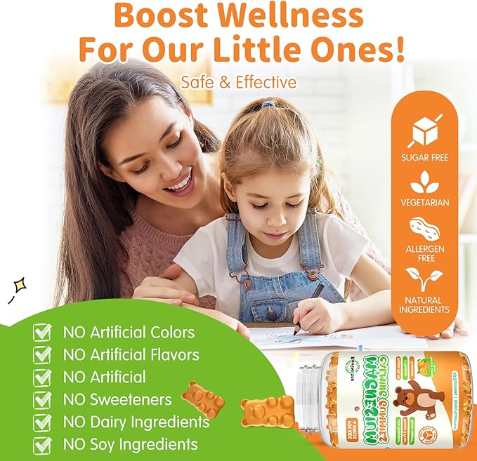 Magnesium Gummies for Kids - Magnesium Glycinate Gummies Supplement with L-Theanine, Vitamin B6, D3 for Adults & Kids, Calm Magnesium for Sleep, Relaxation, Brain, Bones, Sugar Free Orange 60ct