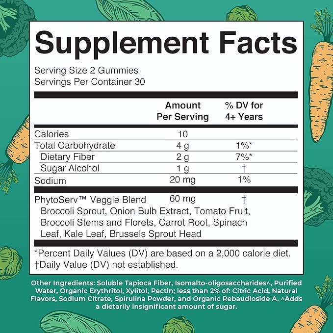 MaryRuth Organics Super Greens Gummies | Naturally-Occurring Quercetin for Adults and Kids Ages 4+ | Sugar Free | 2g Fiber Per Serving | Vegan | No Gelatin | Pectin Based | 60 Count | 30 Servings