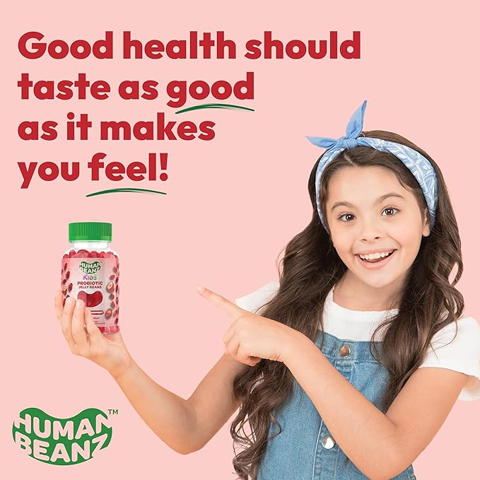 Probiotic Jelly Bean Gummies for Kids, Probiotic Supplements for Digestive Health, Nutritional Vegetarian Supplements, 120 Strawberry Blast Jelly Beans, Kosher