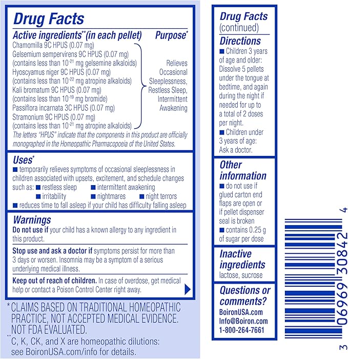 Boiron SleepCalm Kids Sleep Aid for Deep, Relaxing, Restful Nighttime Sleep - Melatonin-Free and Non Habit-Forming - 2 Count (160 Pellets)