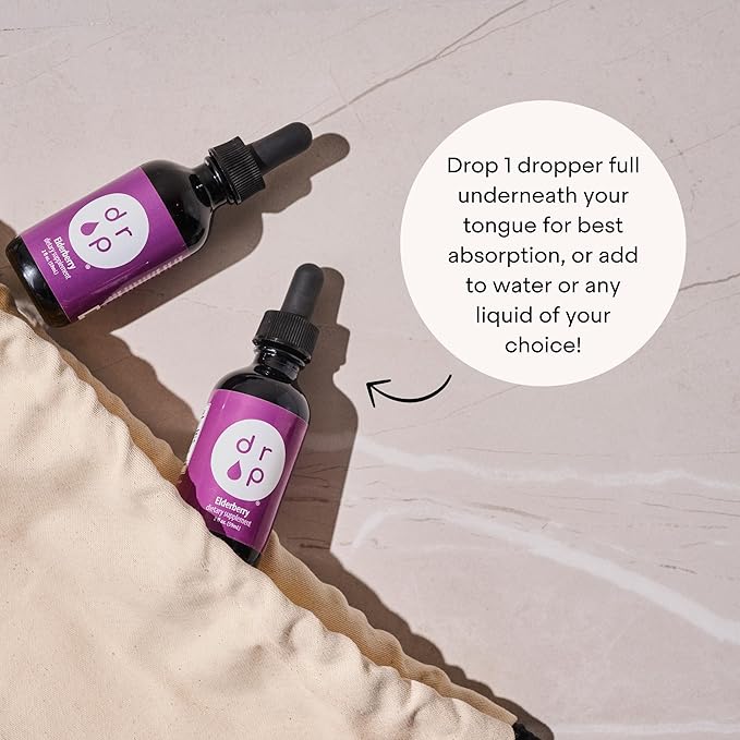 Elderberry Liquid Drops with Vitamin C - Organic, Immune Support for Adults and Kids - Gluten-Free, Vegan, No Artificial Preservatives - 2 Month Supply by Drop Supplements