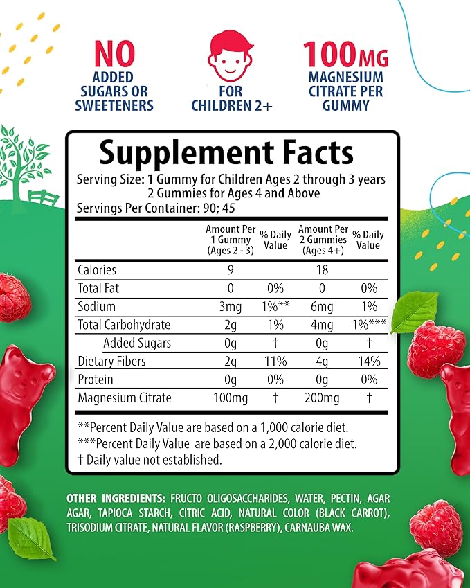 SUNNY SAM Iron Gummies for Kids & Magnesium Gummies for Kids & Adults - 100mg - Calm Magnesium Chews
