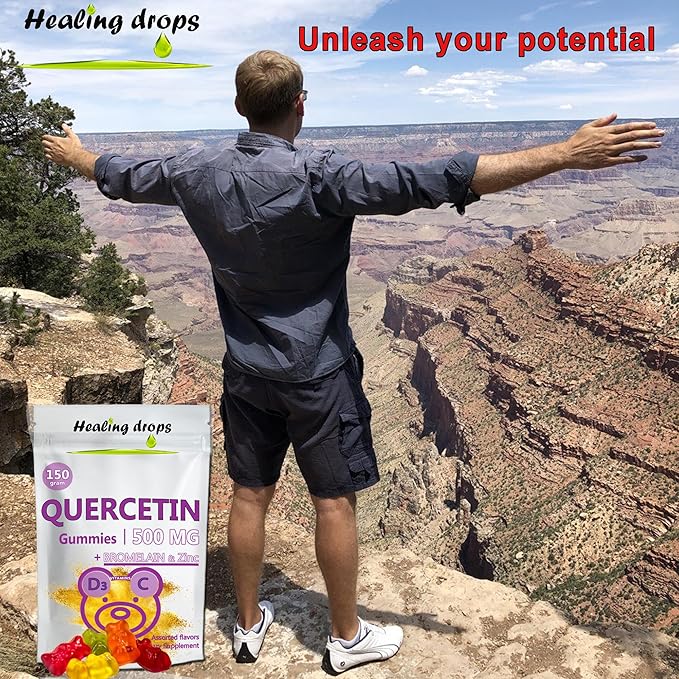 Quercetin with Bromelain Gummies - Vitamin C + Zinc + Vitamin D3 - Quercetin 500mg Gummies for Kids and Adults (1)