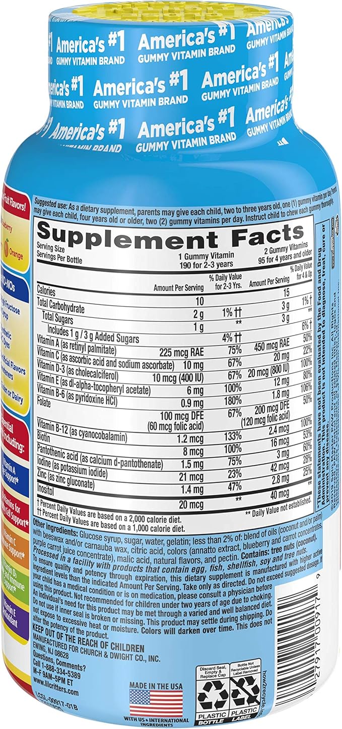 L'il Critters Paw Patrol & Immune C Gummy Vitamins for Kids, Vitamin C, D3, Zinc, 190 Gummies Each