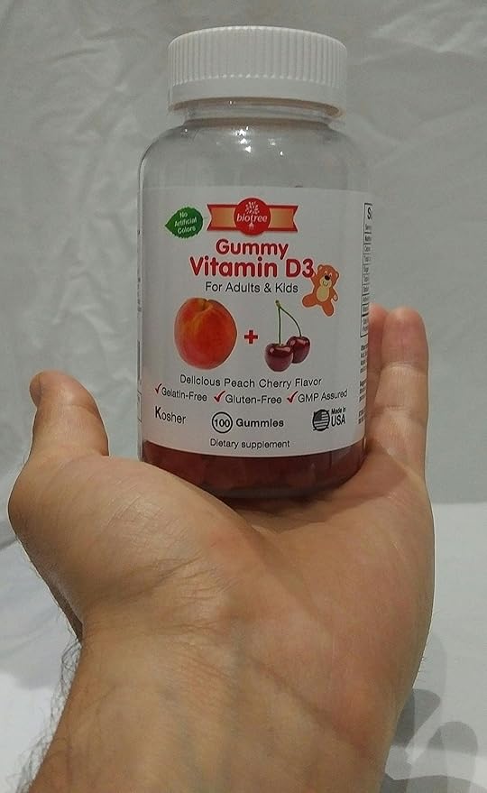 Vitamin D Gummy Bears - Pack of 100, for Adults & Kids | Peach & Cherry Flavored Chewable Vitamin D3 | Great for Healthy Bones, Teeth, Immune System, Brain and Nervous System